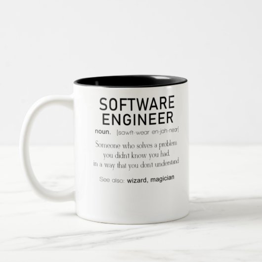 Software Engineer Definition Coder Definition Funn Tweekleurige Koffiemok (Links)