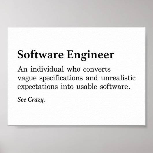 Software Engineer Definition Poster (Voorkant)