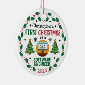 Software Engineer First Christmas Custom Name Keramisch Ornament (Rechts)