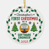 Software Engineer First Christmas Custom Name Keramisch Ornament (Voorkant)