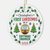 Software Engineer First Christmas Custom Name Keramisch Ornament (Links)