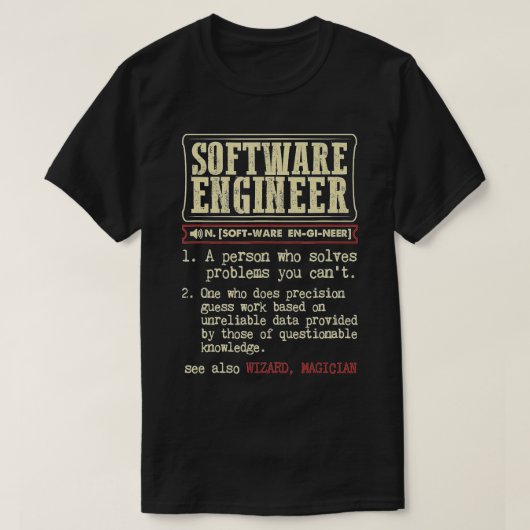 Software Engineer Funny Dictionary Definition T-shirt (Design voorkant)