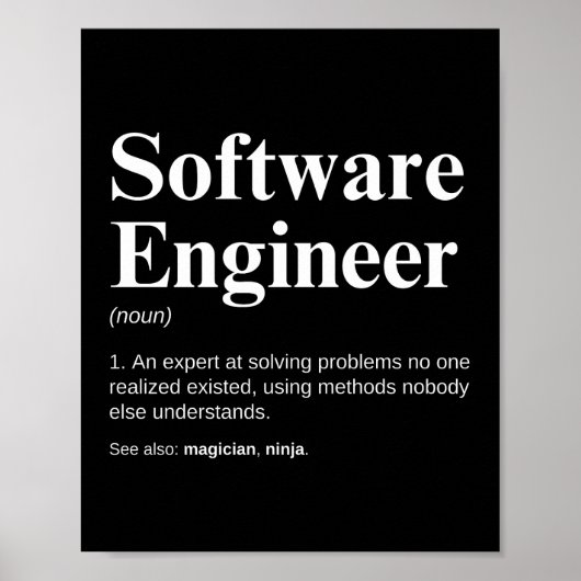 Software Engineer Funny Engineering Definitie Poster (Voorkant)