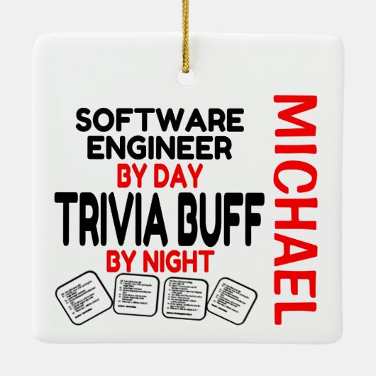 Software Engineer houdt van spelen Trivia CUSTOM Keramisch Ornament (Achterkant)