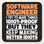 Software Engineer Ik probeer dingen grappig te mak Kartonnen Onderzetters (Voorkant)