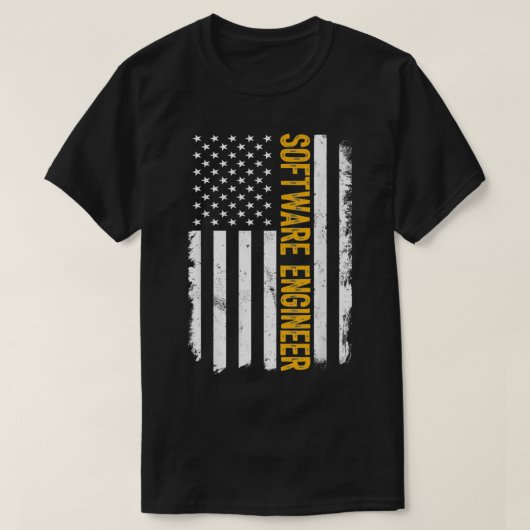 Software engineer job, Amerikaanse vlag loopbaan T-shirt (Design voorkant)