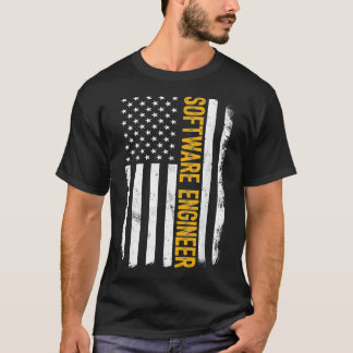 Software engineer job, Amerikaanse vlag loopbaan T-shirt