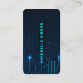 Software Engineer Monogram Neon Blue Tech Modern Visitekaartje (Voorkant)