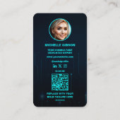 Software Engineer Monogram Neon Blue Tech Modern Visitekaartje (Achterkant)