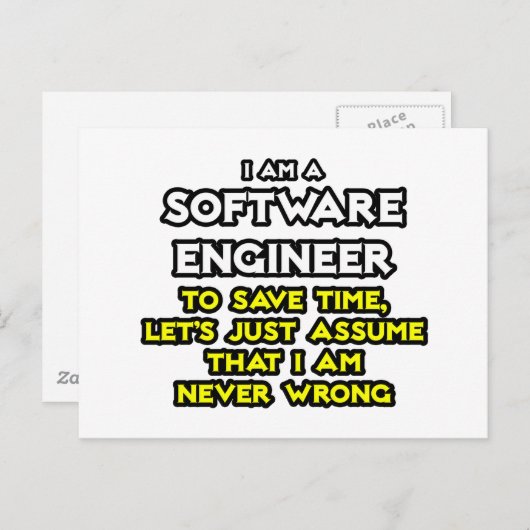 Software Engineer...neem aan dat ik het nooit mis  Briefkaart (Voorkant / Achterkant)