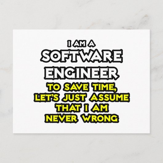Software Engineer...neem aan dat ik het nooit mis  Briefkaart (Voorkant)