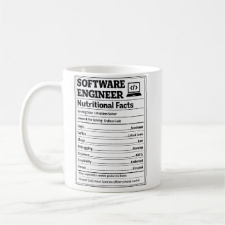Software Engineer Nutritional Facts Funny Coding Koffiemok