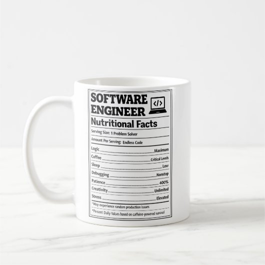 Software Engineer Nutritional Facts Funny Coding Koffiemok (Links)