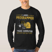 Software Engineer Oranje Kat Programmeur Maakt Com T-shirt (Voorkant)