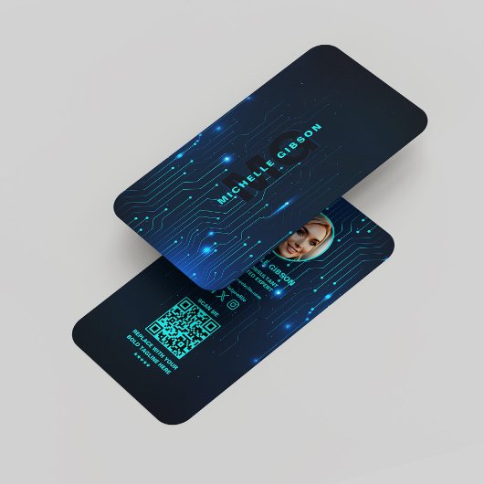 Software Engineer Programmeur Modern Neon Blauw Visitekaartje