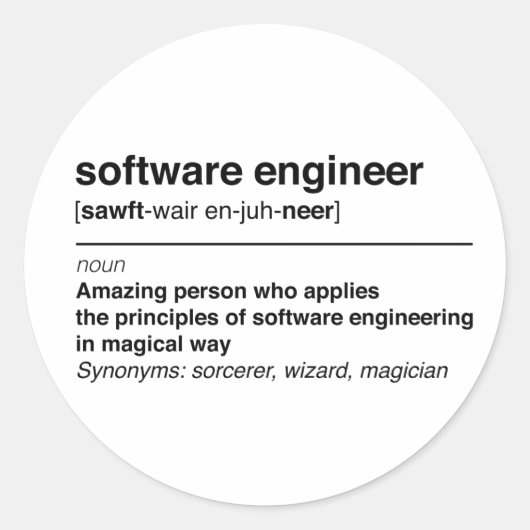 Software engineer ronde sticker (Voorkant)