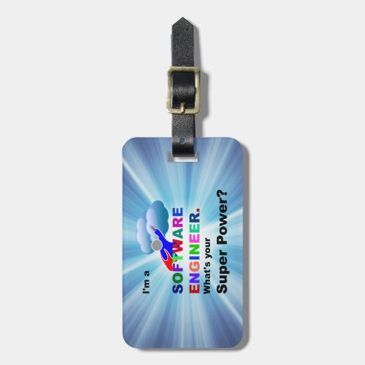 Software Engineer Superheld Bagagelabel (Voorkant verticaal)