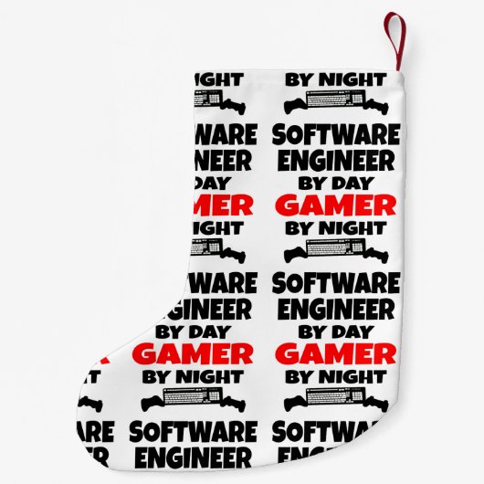 Software Engineer van Day Gamer by Night Kleine Kerstsok (Achterkant)