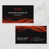 Software Engineer Visitekaartje Black Red Modern (Voorkant / Achterkant)