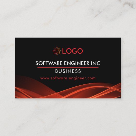 Software Engineer Visitekaartje Black Red Modern (Voorkant)