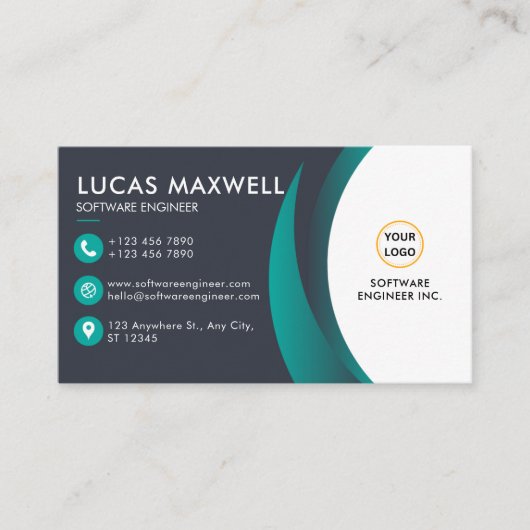 Software Engineer Visitekaartjes blauw en wit (Voorkant)
