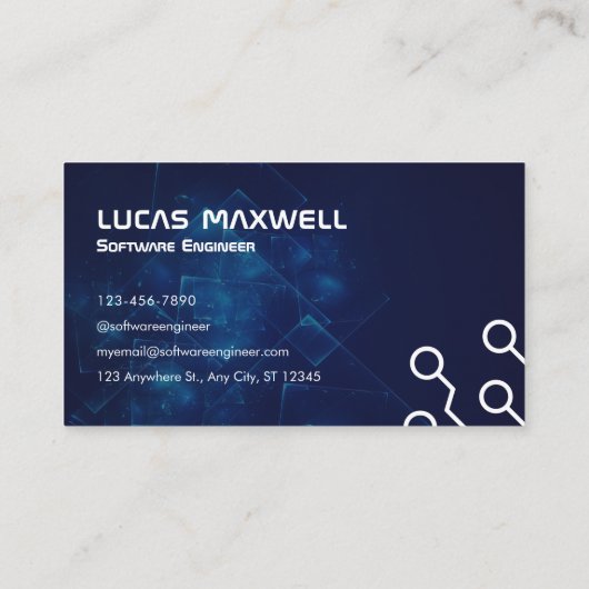 Software Engineer Visitekaartjes donkerblauw (Achterkant)