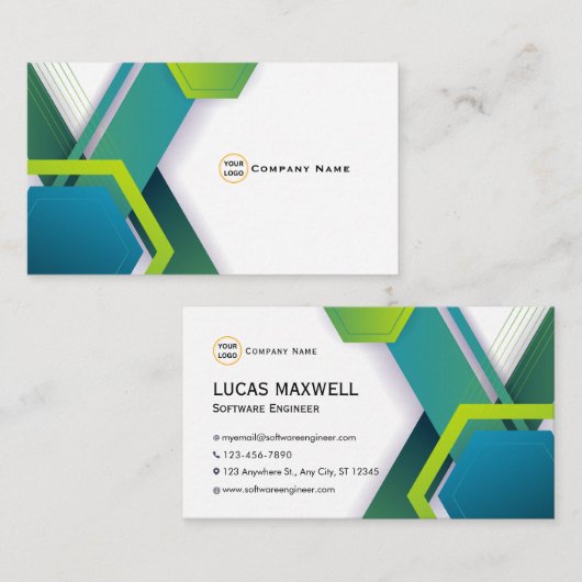 Software Engineer Visitekaartjes Green Modern (Voorkant / Achterkant)
