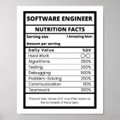 Software Engineer Voedingsfeiten Cool Tech Poster (Voorkant)