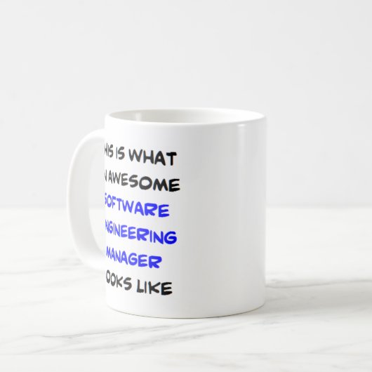 software engineering manager, geweldige koffiemok (Voorkant links)