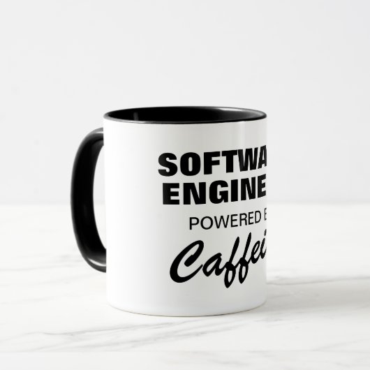 Software ingenieur aangedreven door cafeïne grappi mok (Voorkant links)
