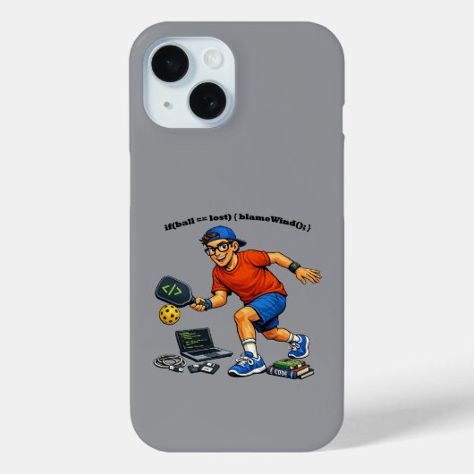 Software ingenieur die Pickleball speelt met een P Case-Mate iPhone Case (Achterkant)