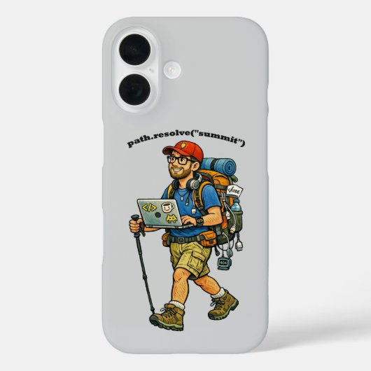 Software ingenieur gaat wandelen met een rugzak UR Case-Mate iPhone Case (Achterkant)