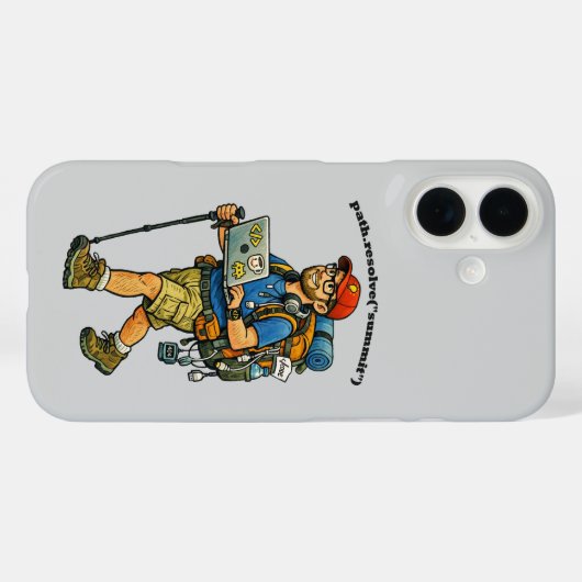 Software ingenieur gaat wandelen met een rugzak UR Case-Mate iPhone Case (Achterkant (horizontaal))