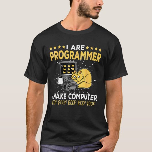 Software Ingenieur Oranje Kat Programmeur Maakt Co T-shirt (Voorkant)
