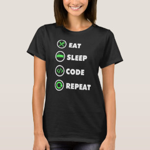 Software Ontwikkelaar Computer Coder Eat Sleep Cod T-shirt