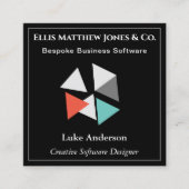 Software Ontwikkelaar Zwart Geometrische QR Code Vierkante Visitekaartje (Voorkant)