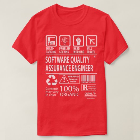 Software Quality Assurance Engineer MultiTasking C T-shirt (Design voorkant)