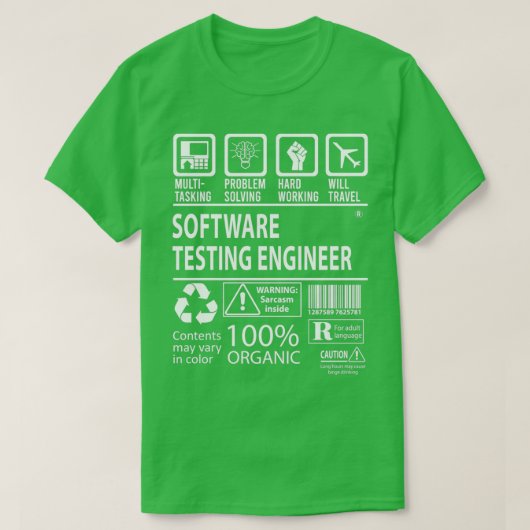 Software Testing Engineer Multitasking Taakverdeli T-shirt (Design voorkant)