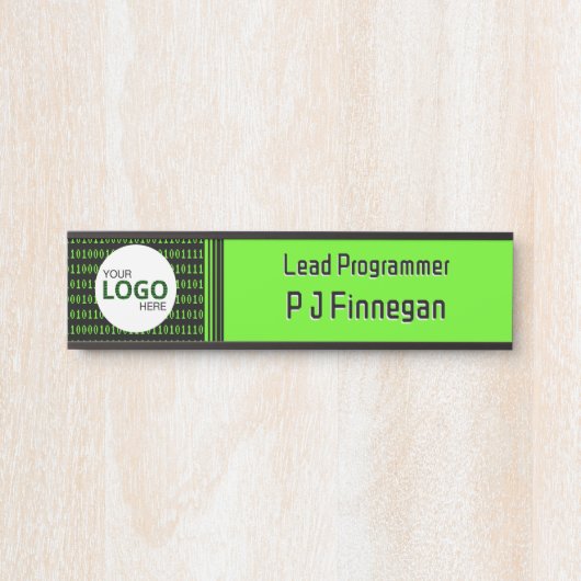 Software thema binaire code tech bedrijf: eigen lo deurbordje (Voorkant)