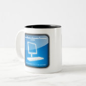 Softwarehardware en informatietechnologie tweekleurige koffiemok (Voorkant links)