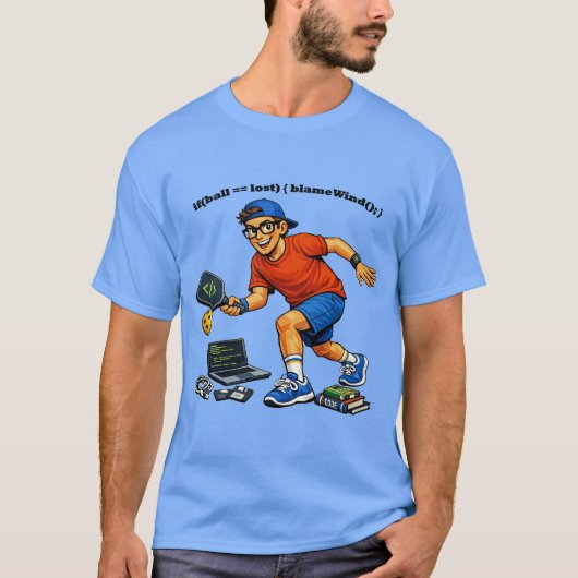 Softwareontwikkelaar die Pickleball speelt met een T-shirt (Voorkant)