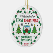Softwareontwikkelaar First Christmas Custom Name Keramisch Ornament (Rechts)