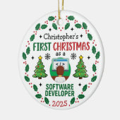 Softwareontwikkelaar First Christmas Custom Name Keramisch Ornament (Links)