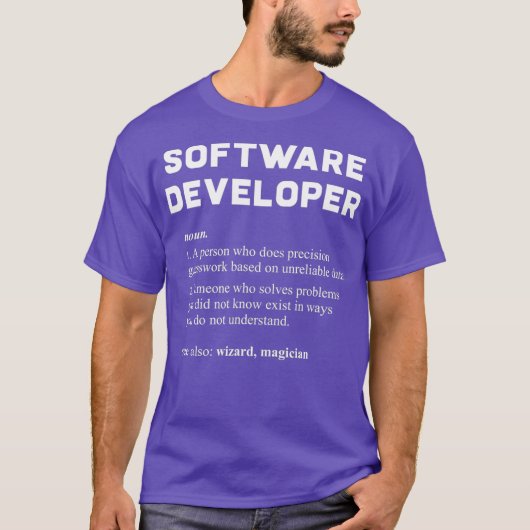 Softwareontwikkelaar Funny Dictionary Definition T-shirt (Voorkant)