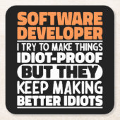 Softwareontwikkelaar Ik probeer het grappig te mak Kartonnen Onderzetters (Voorkant)