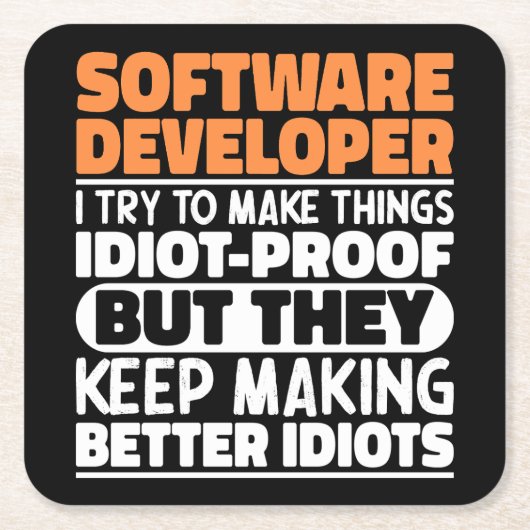 Softwareontwikkelaar Ik probeer het grappig te mak Kartonnen Onderzetters (Voorkant)