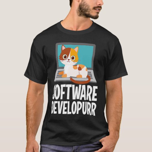 Softwareontwikkelaar Programmeer grap Cute Kat Lap T-shirt (Voorkant)