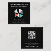 Softwareontwikkelaar Zwarte Geometrische QR-code Vierkante Visitekaartje (Voorkant / Achterkant)