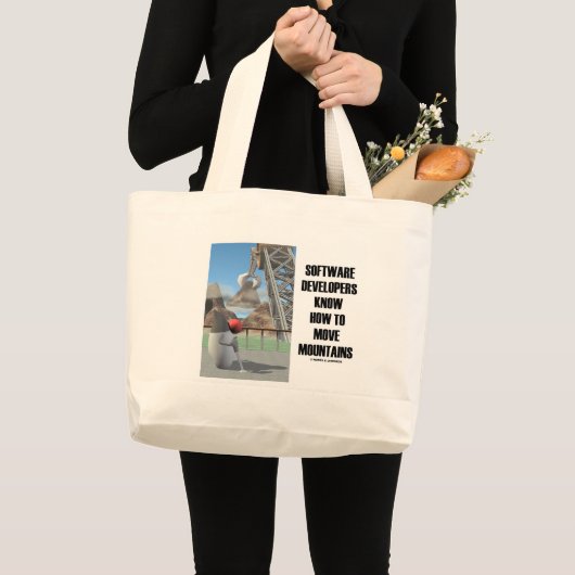 Softwareontwikkelaars weten hoe ze bergen kunnen v grote tote bag (Voorkant (product))