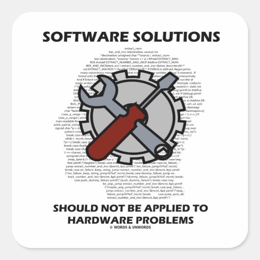 Softwareoplossingen mogen niet worden toegepast op vierkante sticker (Voorkant)